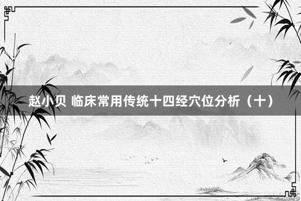 赵小贝 临床常用传统十四经穴位分析（十）