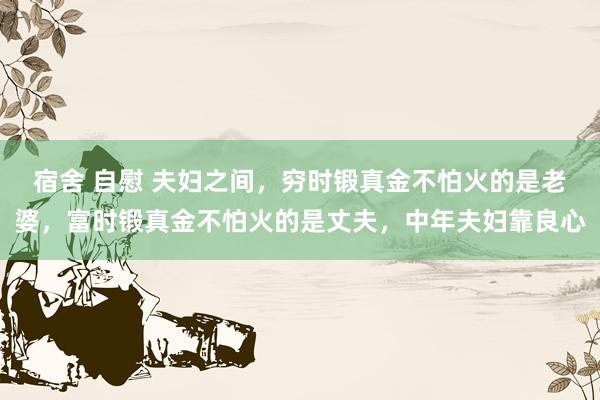 宿舍 自慰 夫妇之间，穷时锻真金不怕火的是老婆，富时锻真金不怕火的是丈夫，中年夫妇靠良心